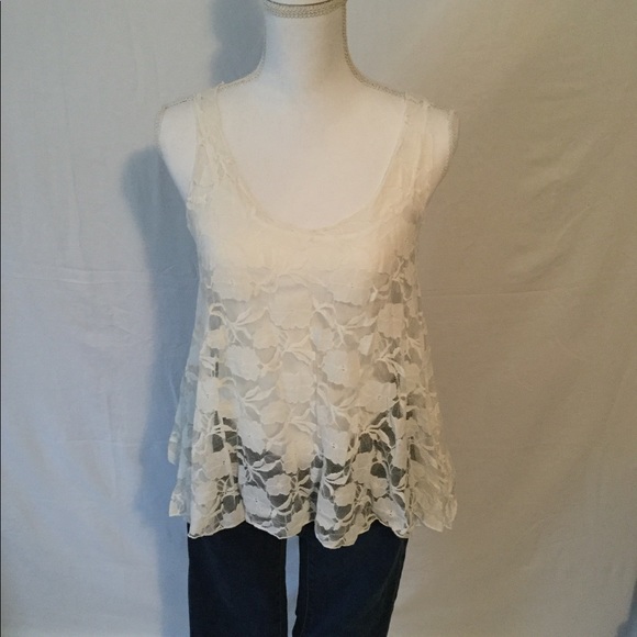 DNA Couture Cream Lace Tank Sz M - Picture 1 of 3